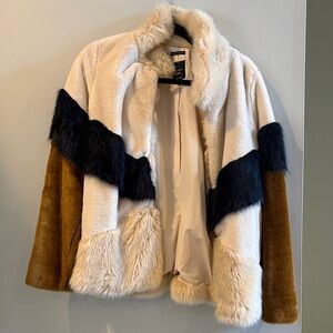 Zara Women's Colorblock Faux Fur Jacket